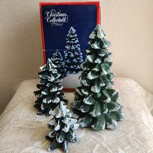 Vintage 1990  Christmas Decoration Set of   3 Fir Trees  Betty Chainsson  MIB